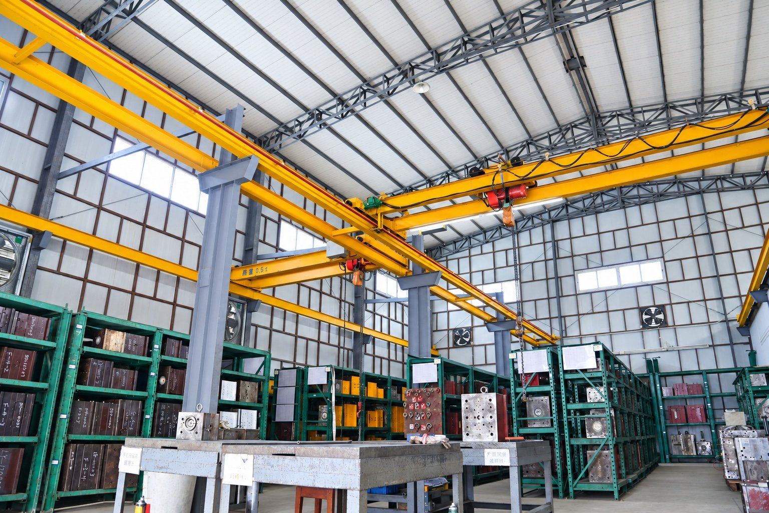 Attrezzeria aziendale vera e propria, con stampi originali per scaffalature e carroponte conservati