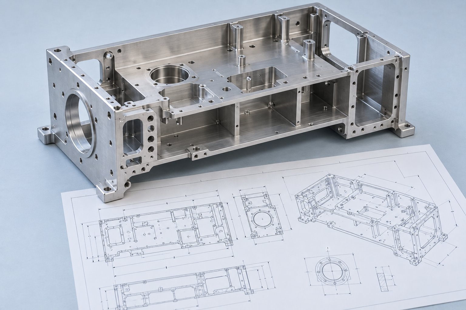 Illustrative instrument chassis and engineering drawing for quotation review
