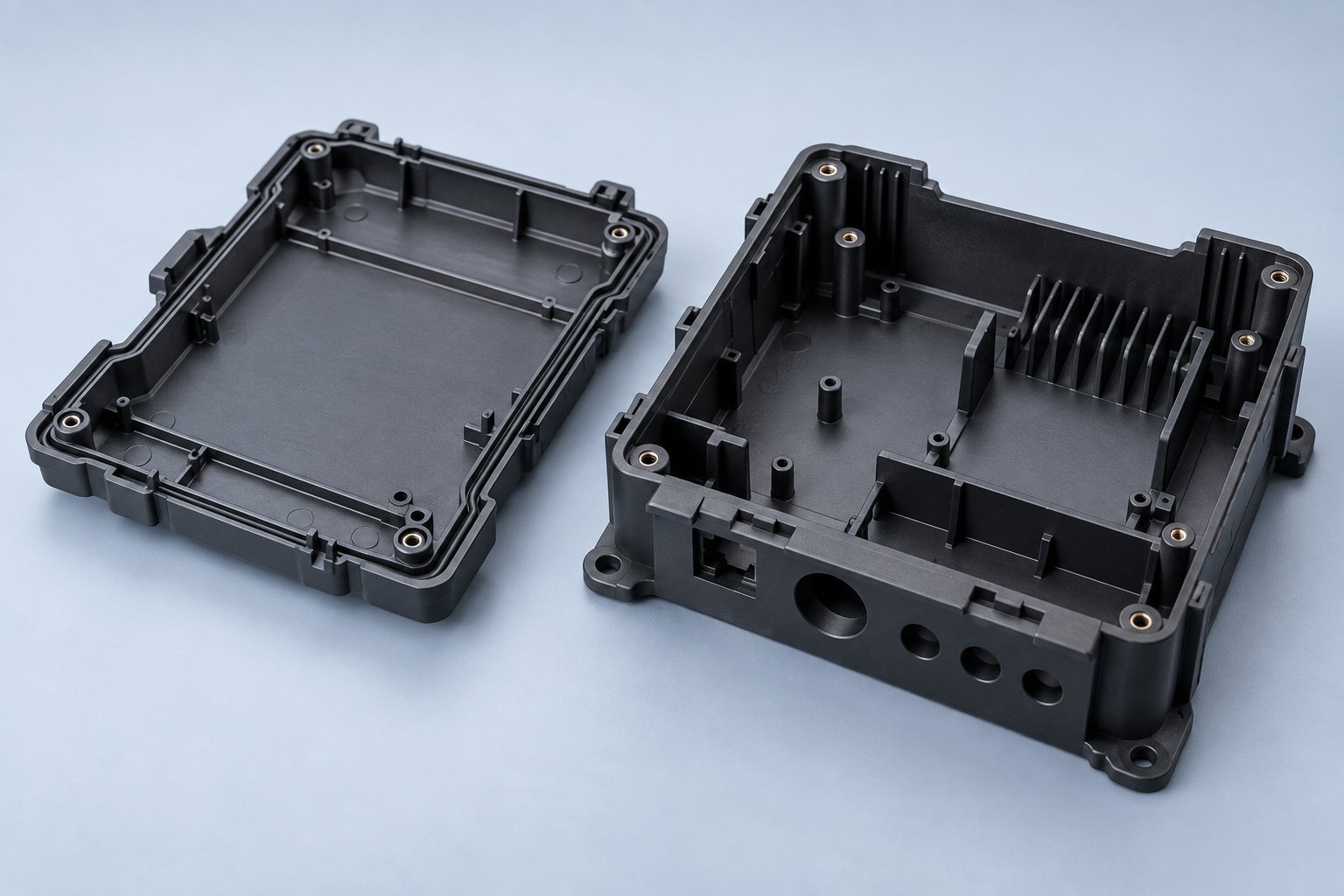 Molded Electronics Enclosure — illustrative geometry
