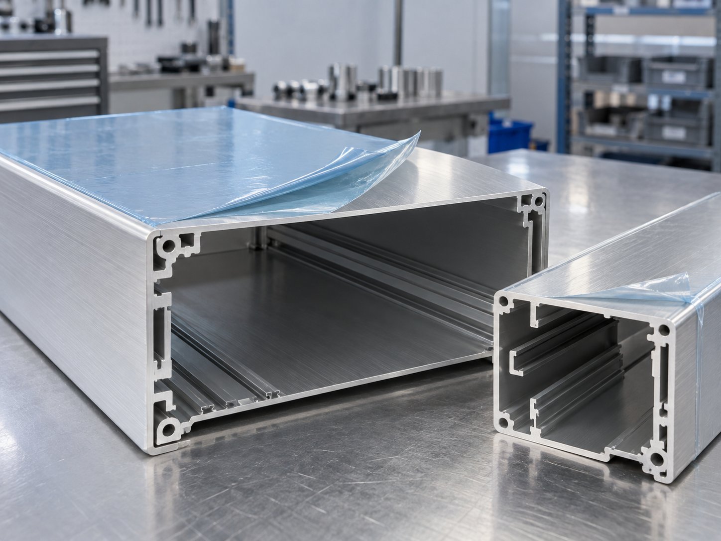 Examen de la conception de la section transversale d'un profilé en aluminium pour les surfaces cosmétiques