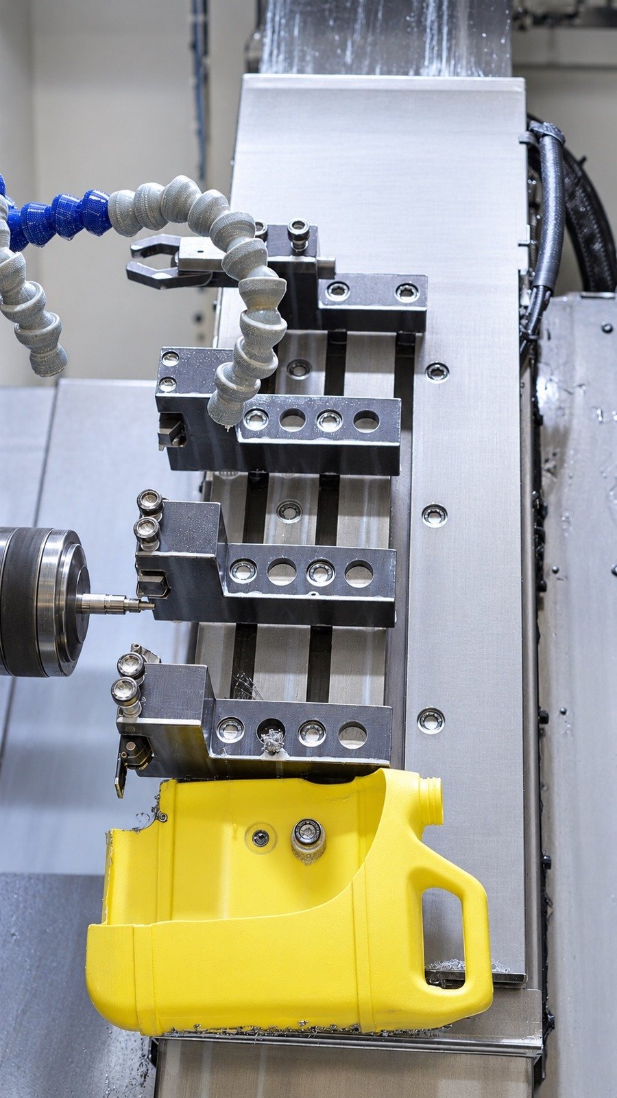 Machining setup inside the machine enclosure