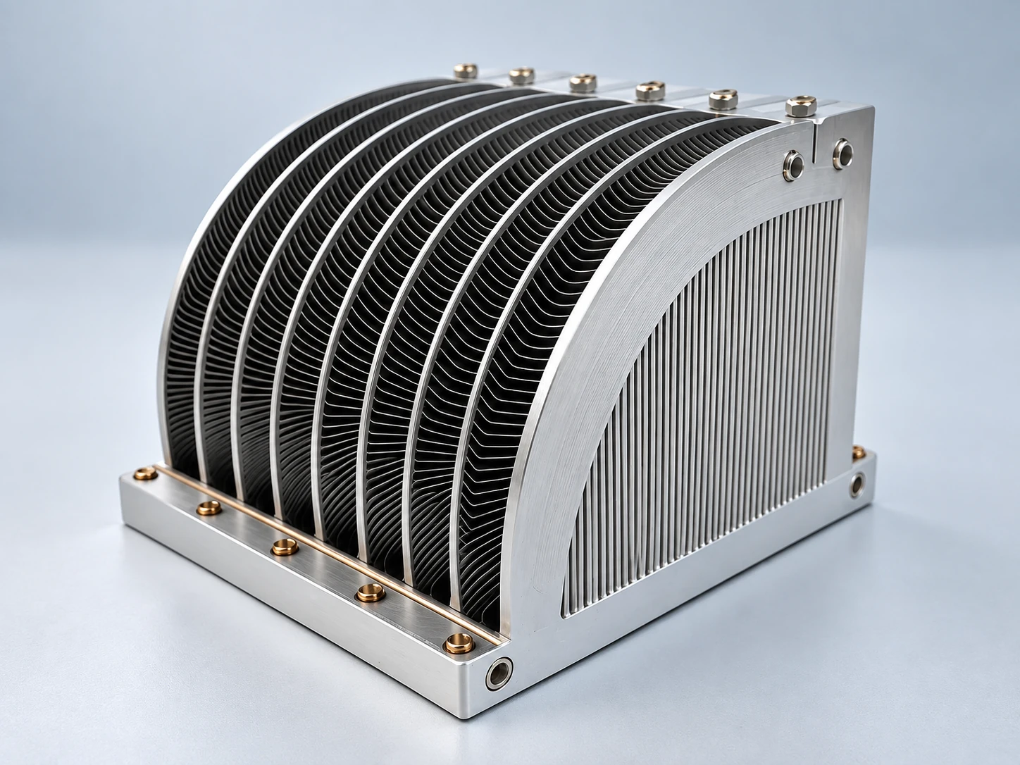Curved fin thermal assembly