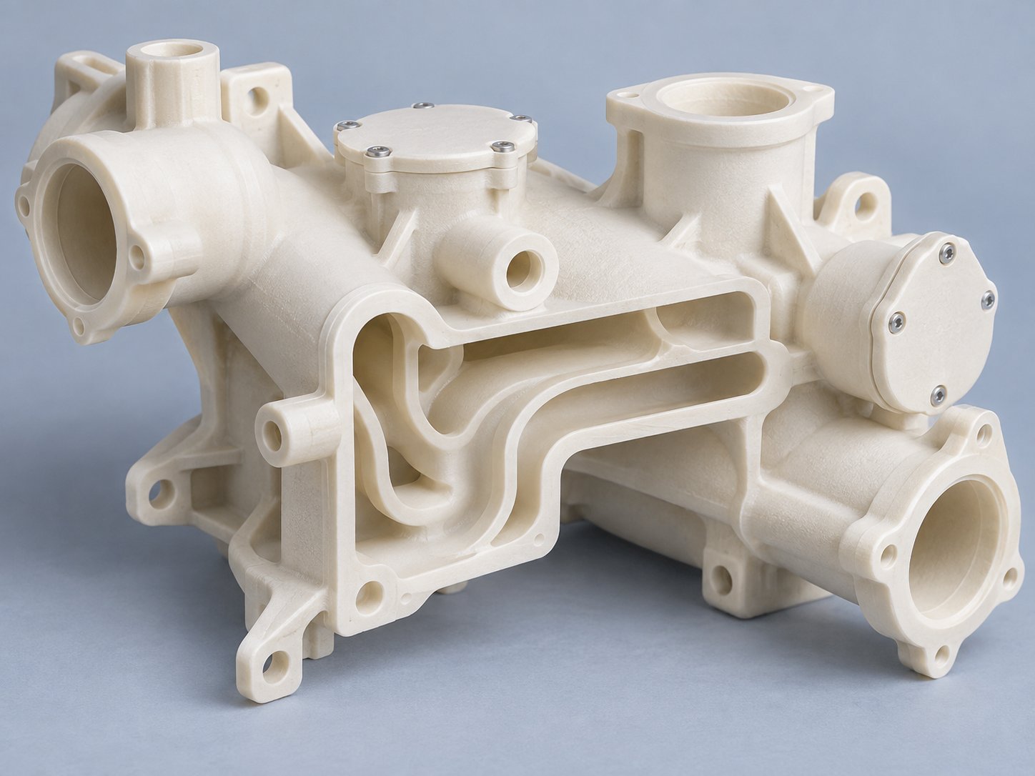 Ontwerpbeoordeling van gaten en kanalen voor een complex 3D-geprint onderdeel