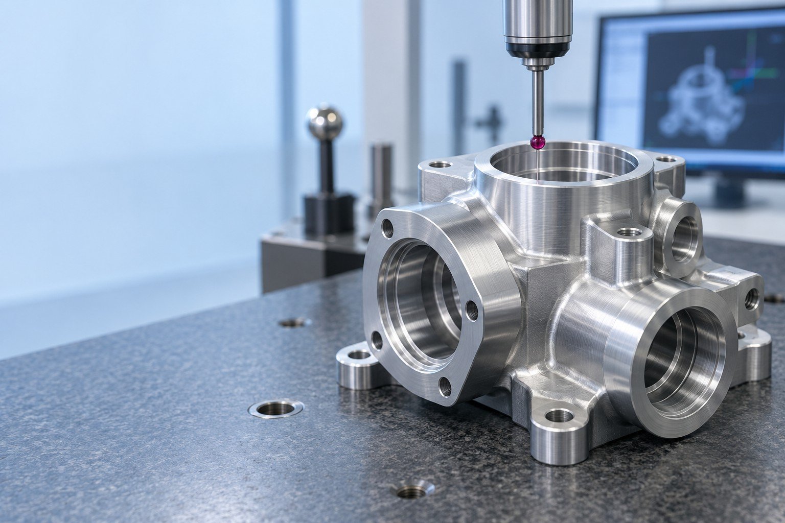 CMM inspection concept for a complex custom machined valve housing