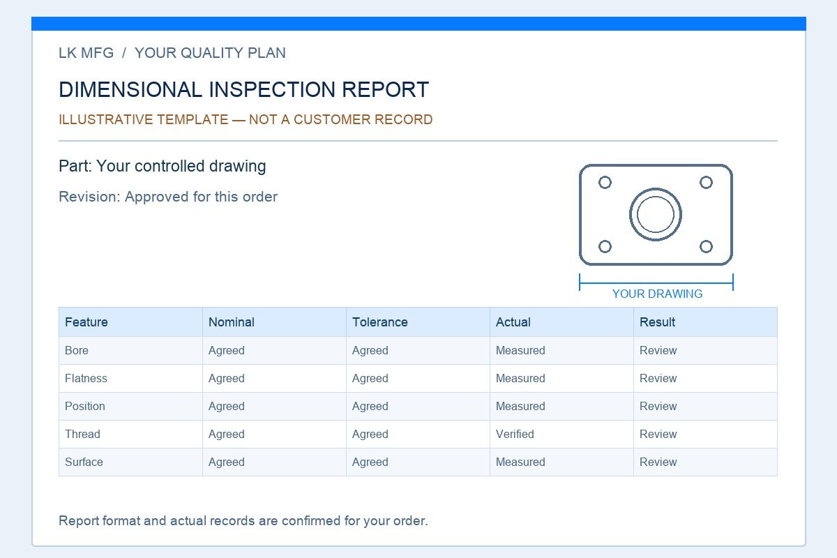 Illustrative dimensional inspection report template; not a customer record