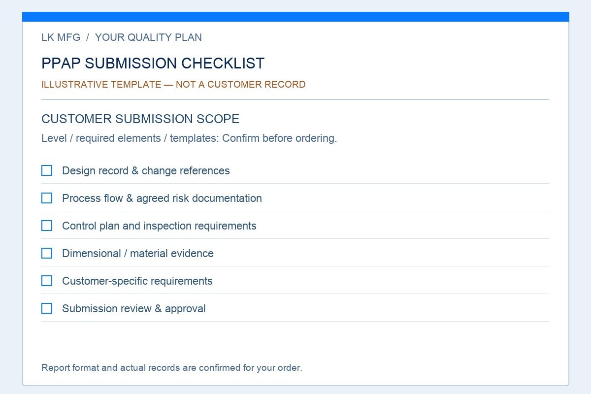 Illustrative ppap package template; not a customer record