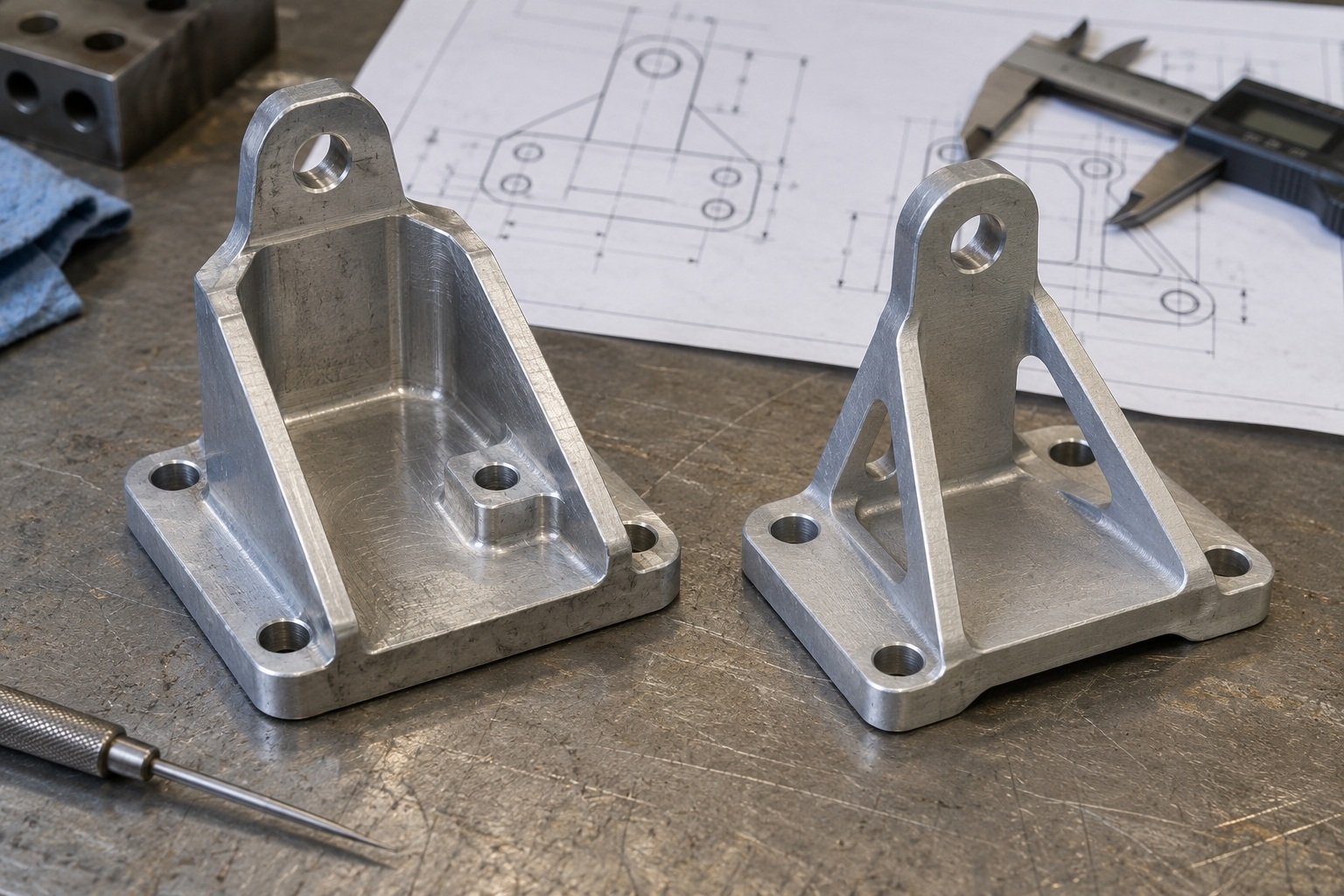 رسم توضيحي فوتوغرافي يقارن تصميمات قوس CNC المعقدة والمبسطة