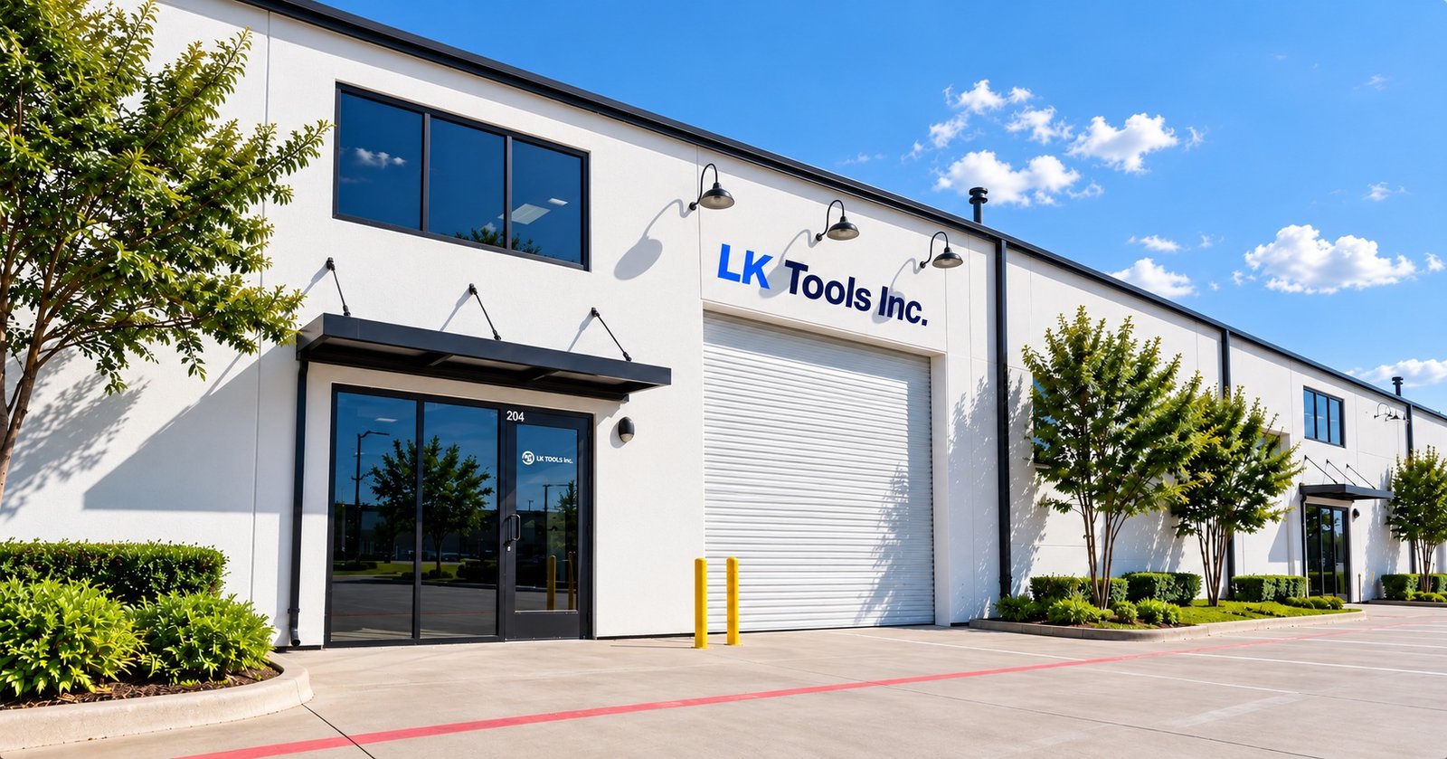 Ufficio e magazzino effettivo della LK Tools Inc. nell'area di Dallas, Suite 204; fotografia ritoccata
