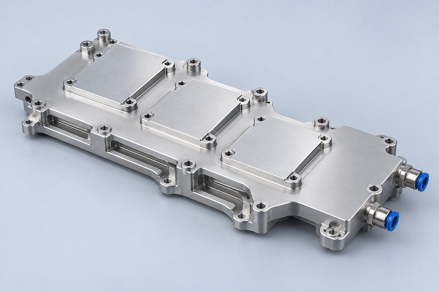 Machined power module cooling plate — illustrative concept