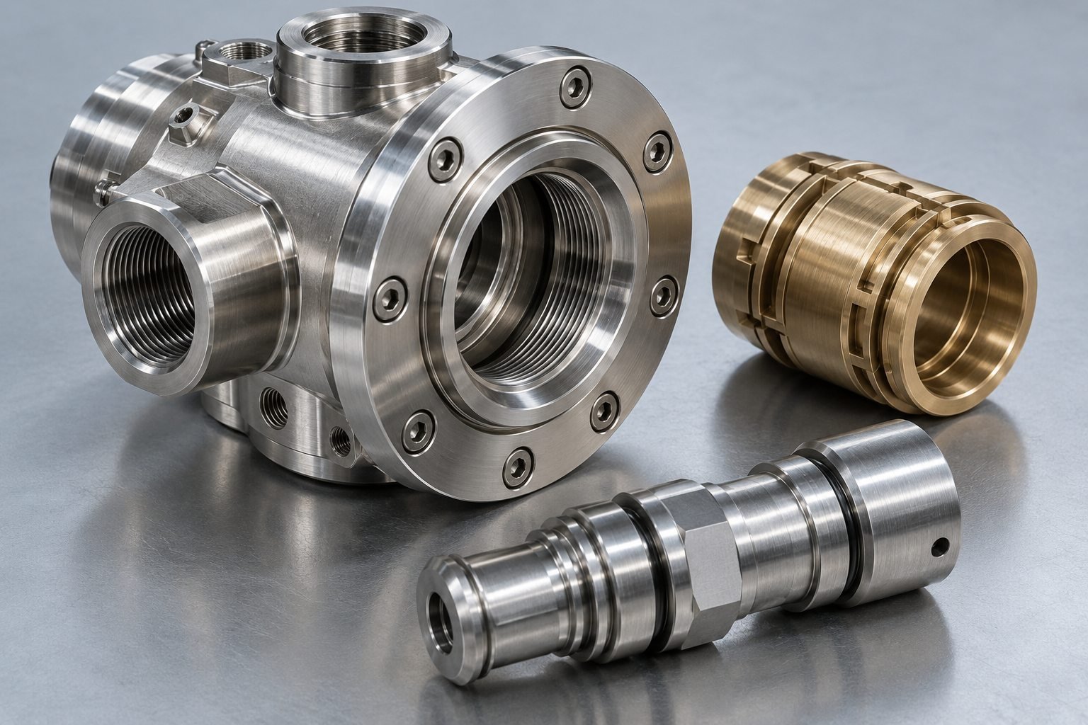 Illustrative complex turned shafts and threaded components