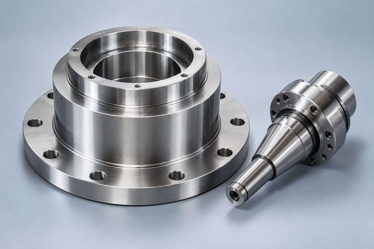 Turned flange and stepped shaft with concentric features