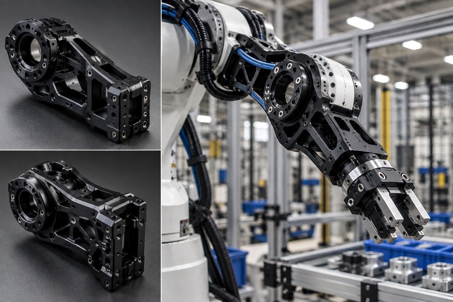 Robotic arm CNC component machined from 7075 aluminum
