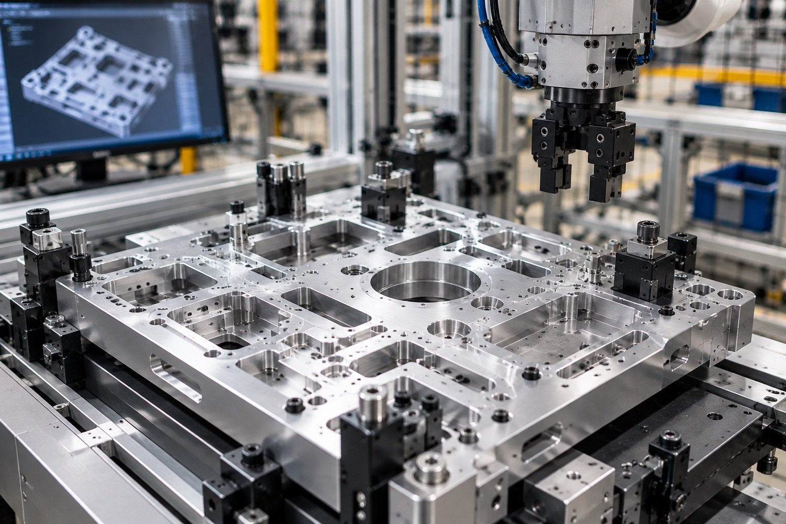 Automation fixture plate precision milled from aluminum