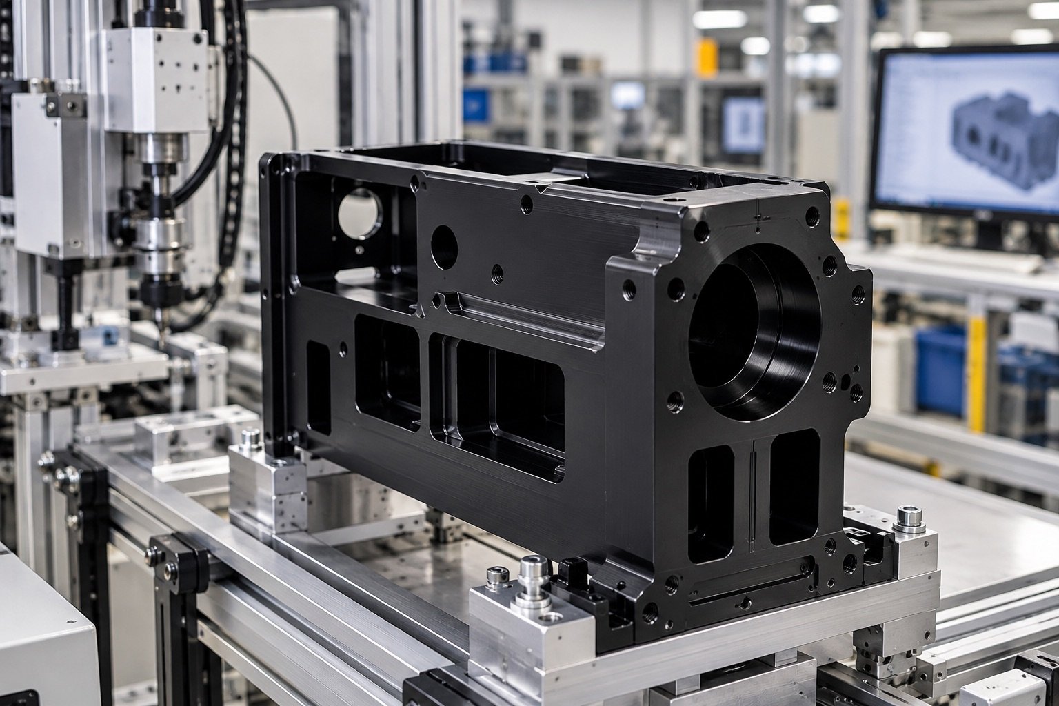 CNC milled 6061 aluminum industrial machine housing
