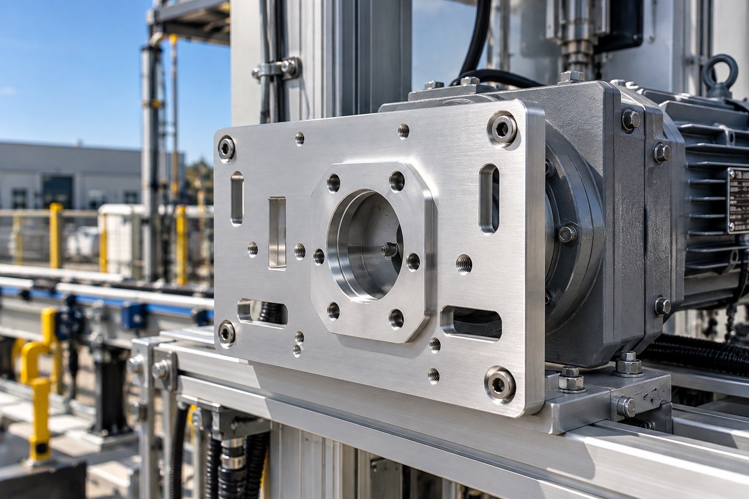 Custom equipment mounting plate machined from 7075 aluminum