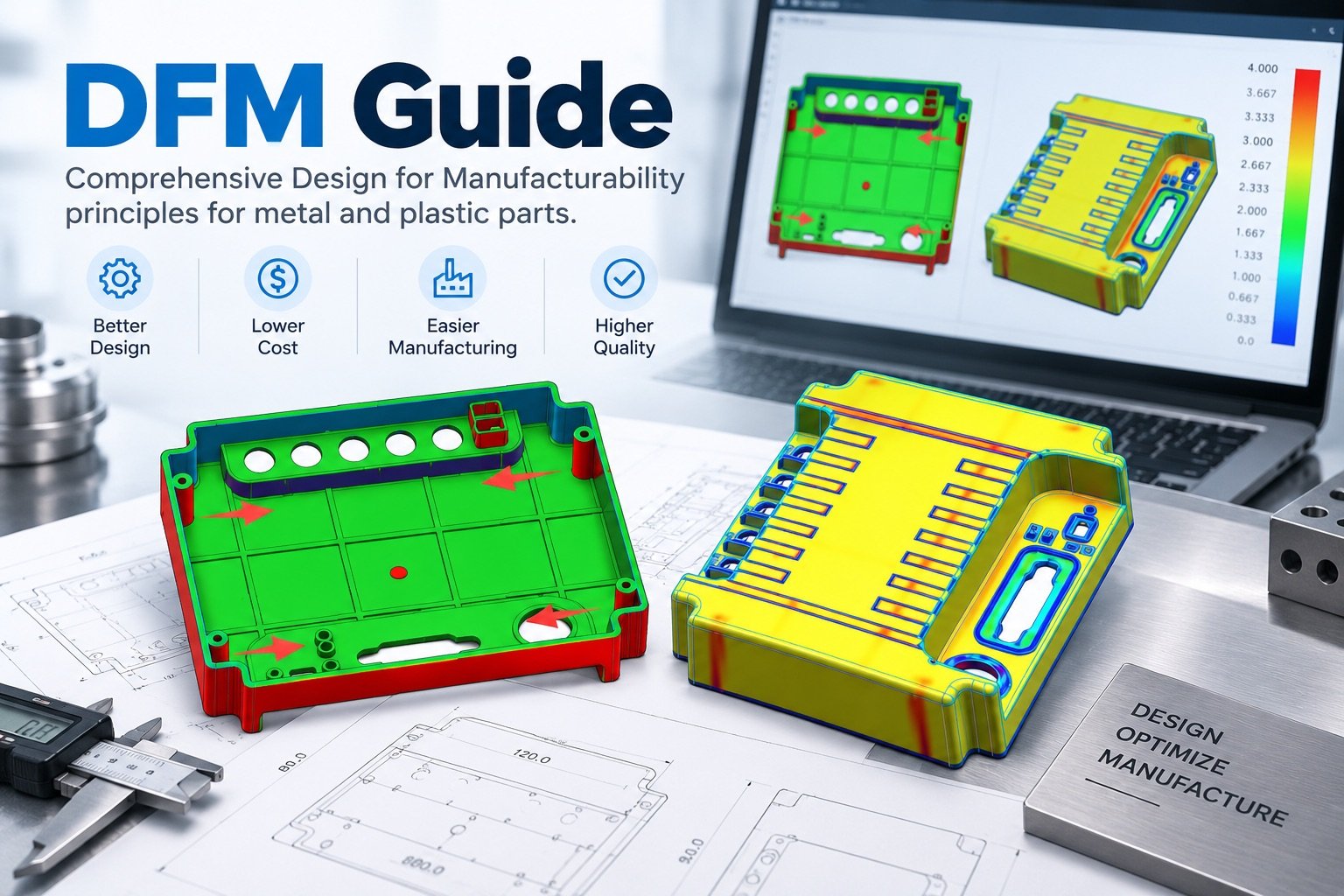 Engineering drawing and digital caliper for DFM review