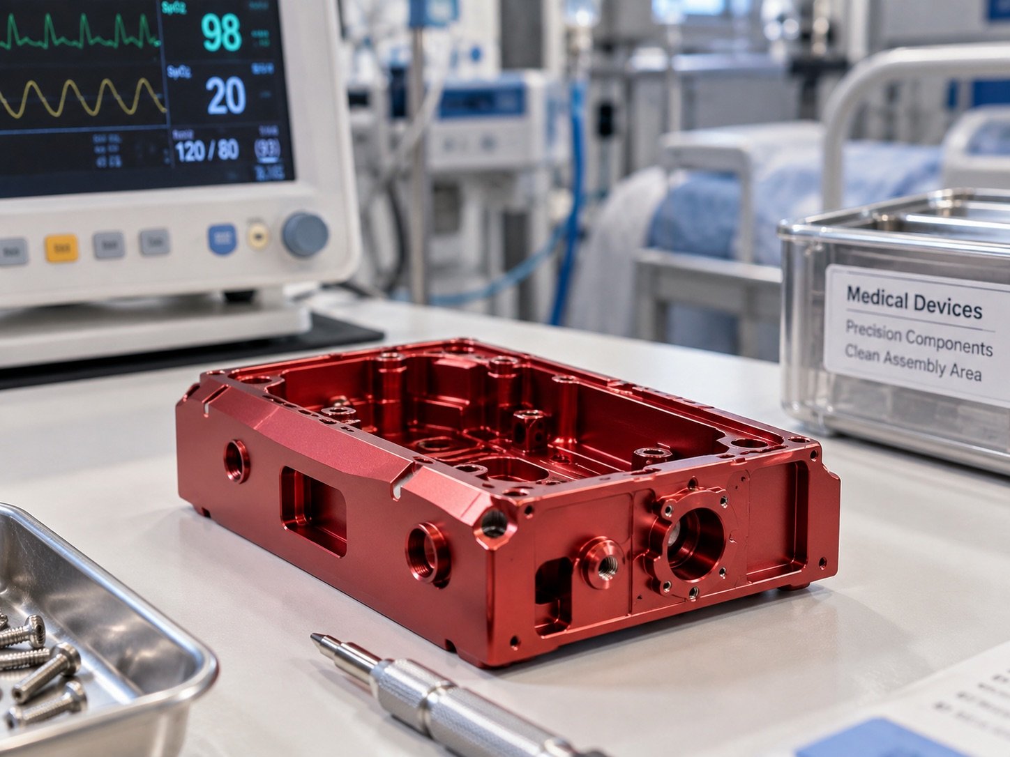 Medical sensor enclosure machined from 6061 aluminum