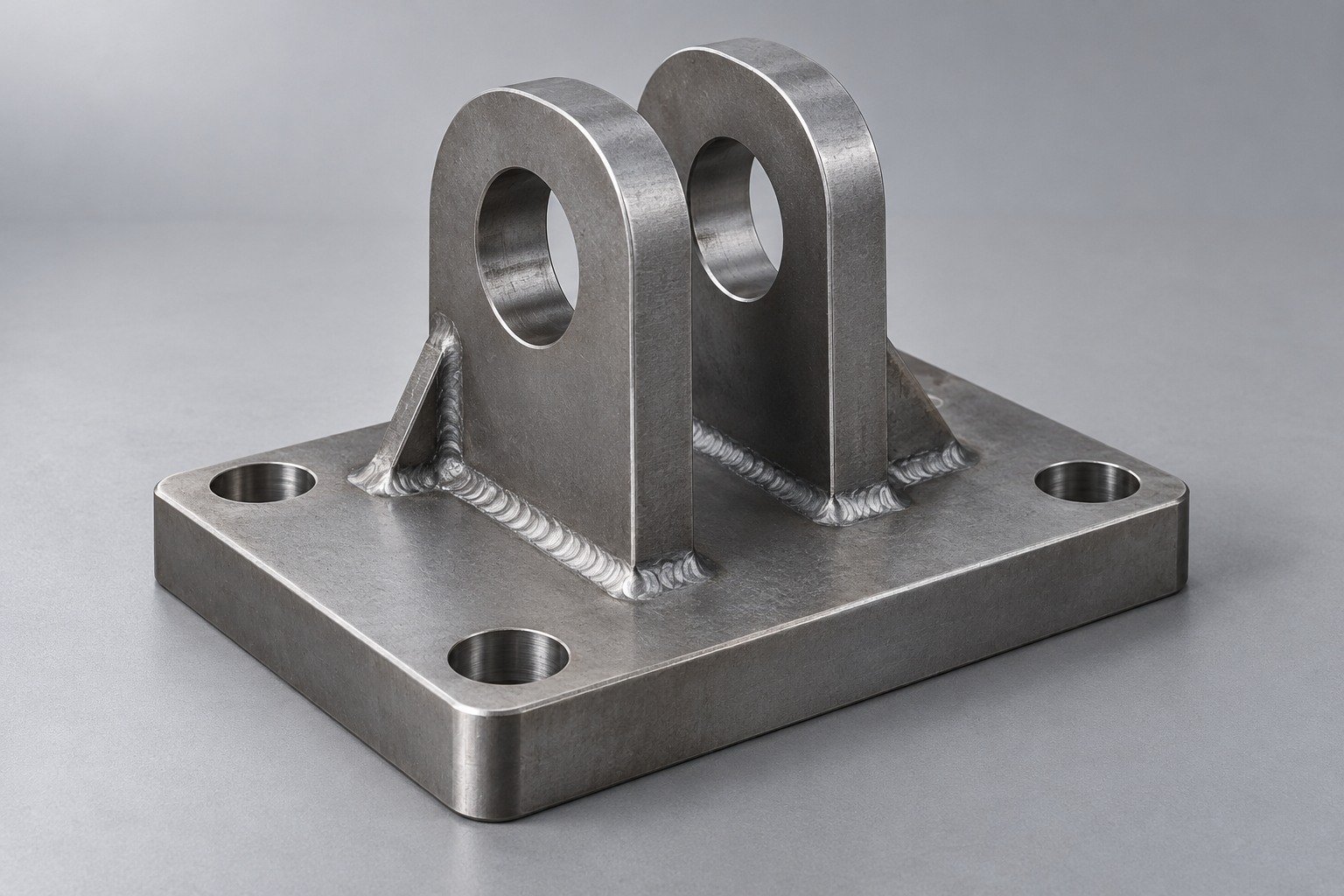 Steel welded clevis bracket and mounting base — illustrative component concept