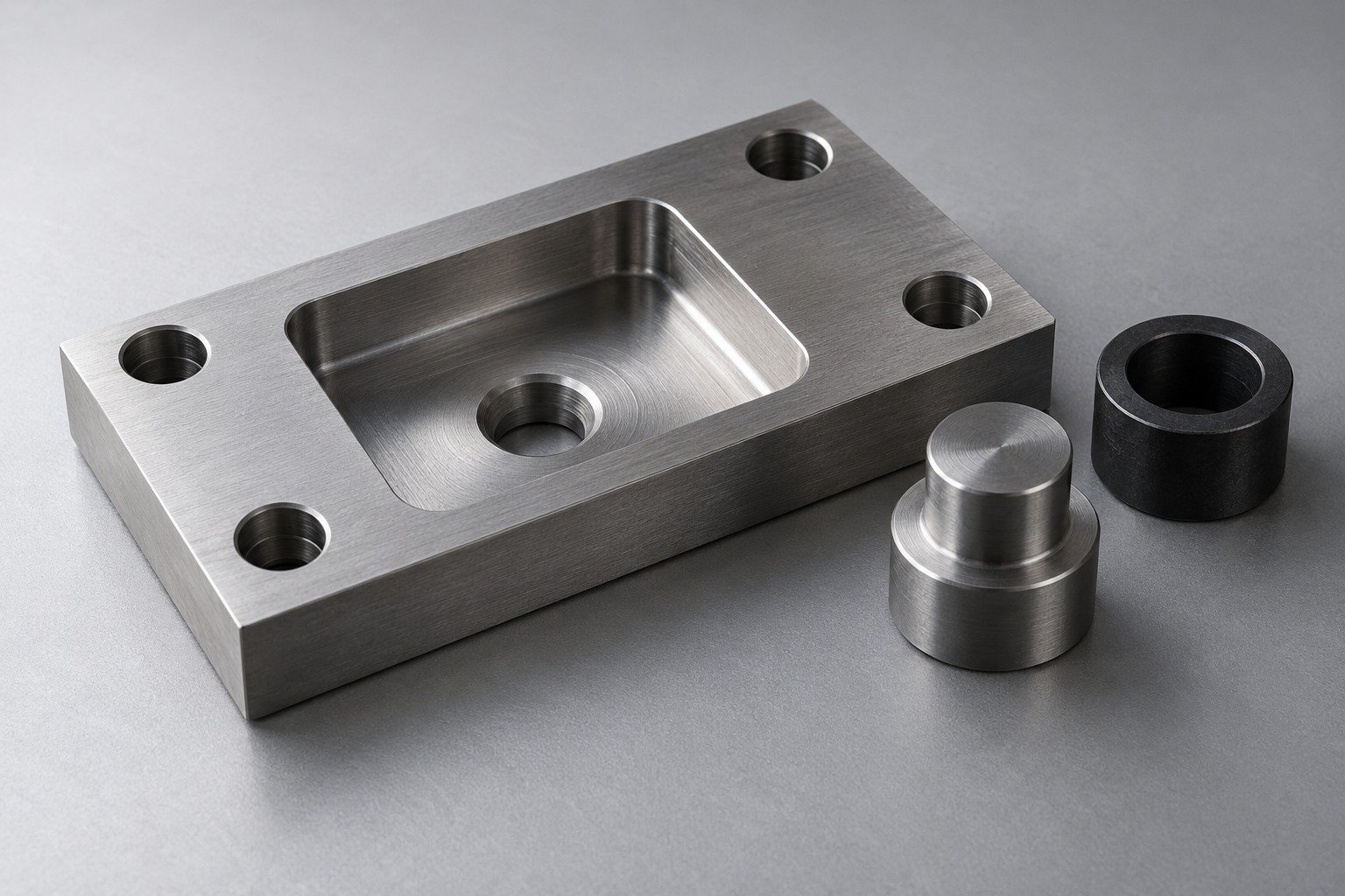 Steel mounting plate and contrasting protected spacer — illustrative component concept