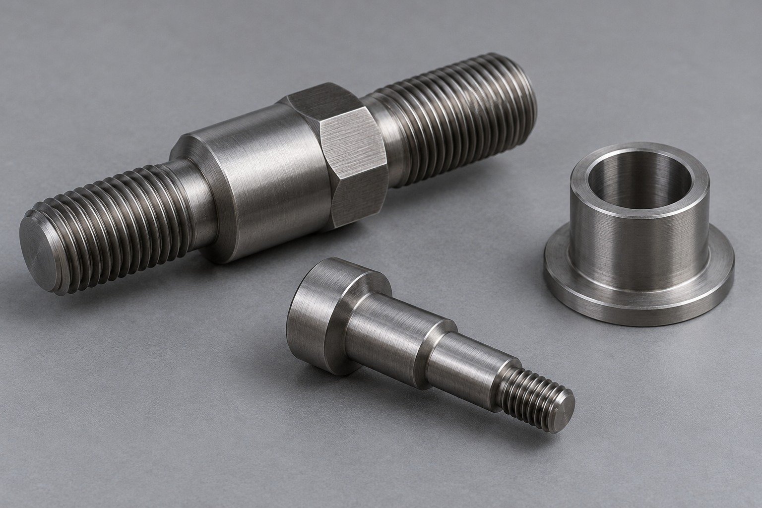 Illustrative 1215 steel threaded shoulder insert and locating stud concept