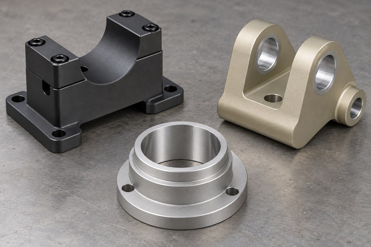 Illustrative coated mounting saddle, protected clevis and blasted collar