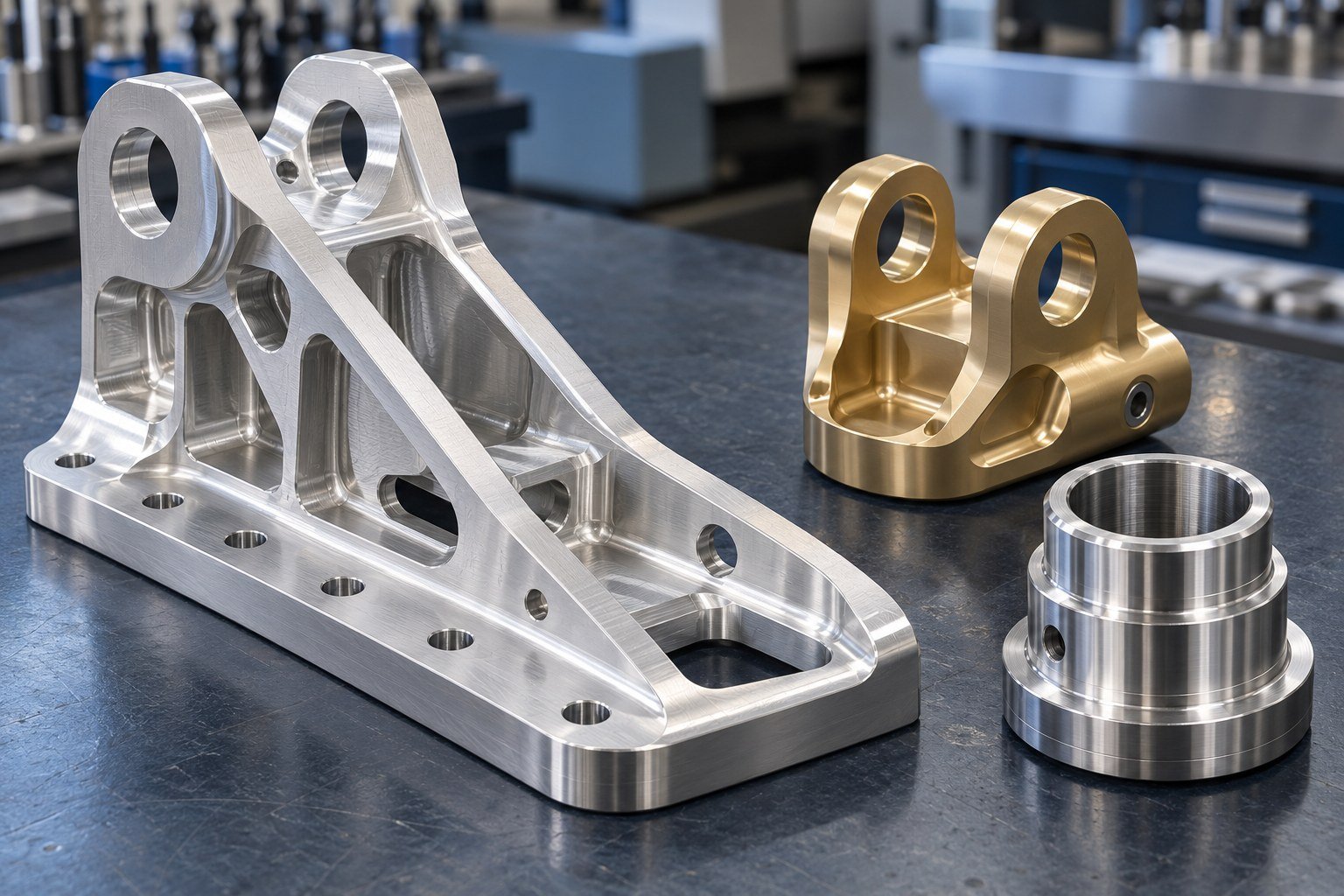 Illustrative silver 2024 aluminum bracket, gold clevis and turned sleeve