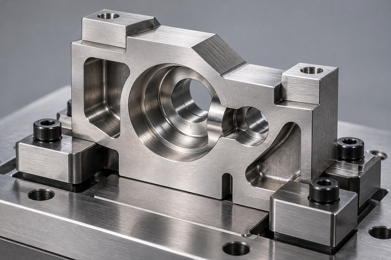 Locate the part from functional reference faces — illustrative 303 stainless steel technical component concept