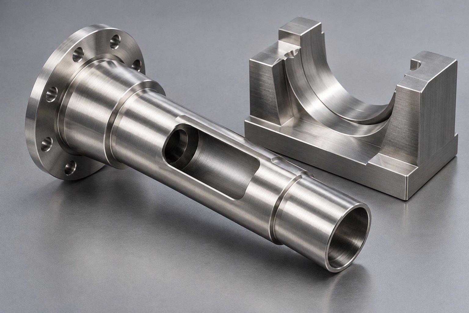 Support the section before removing stock — illustrative 303 stainless steel technical component concept