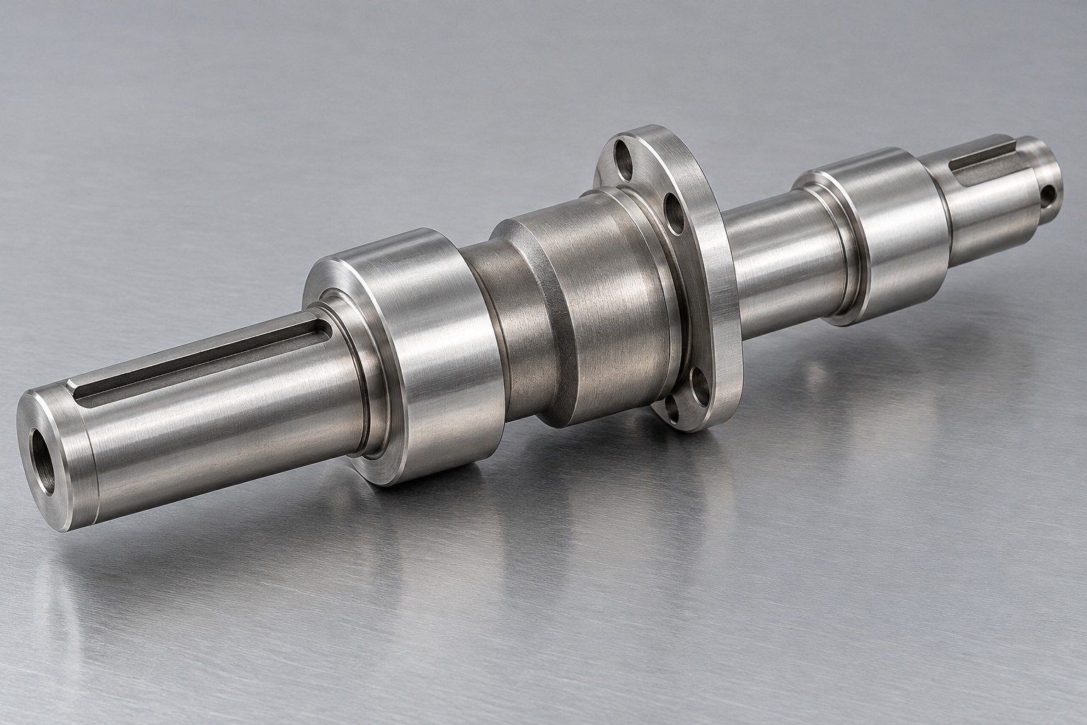 Connect keyway, journal and shoulder locations — illustrative 416 stainless steel technical component concept