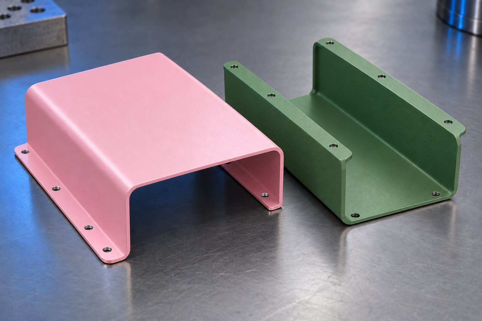 5052 aluminum colored finish example — illustrative aluminum component concept