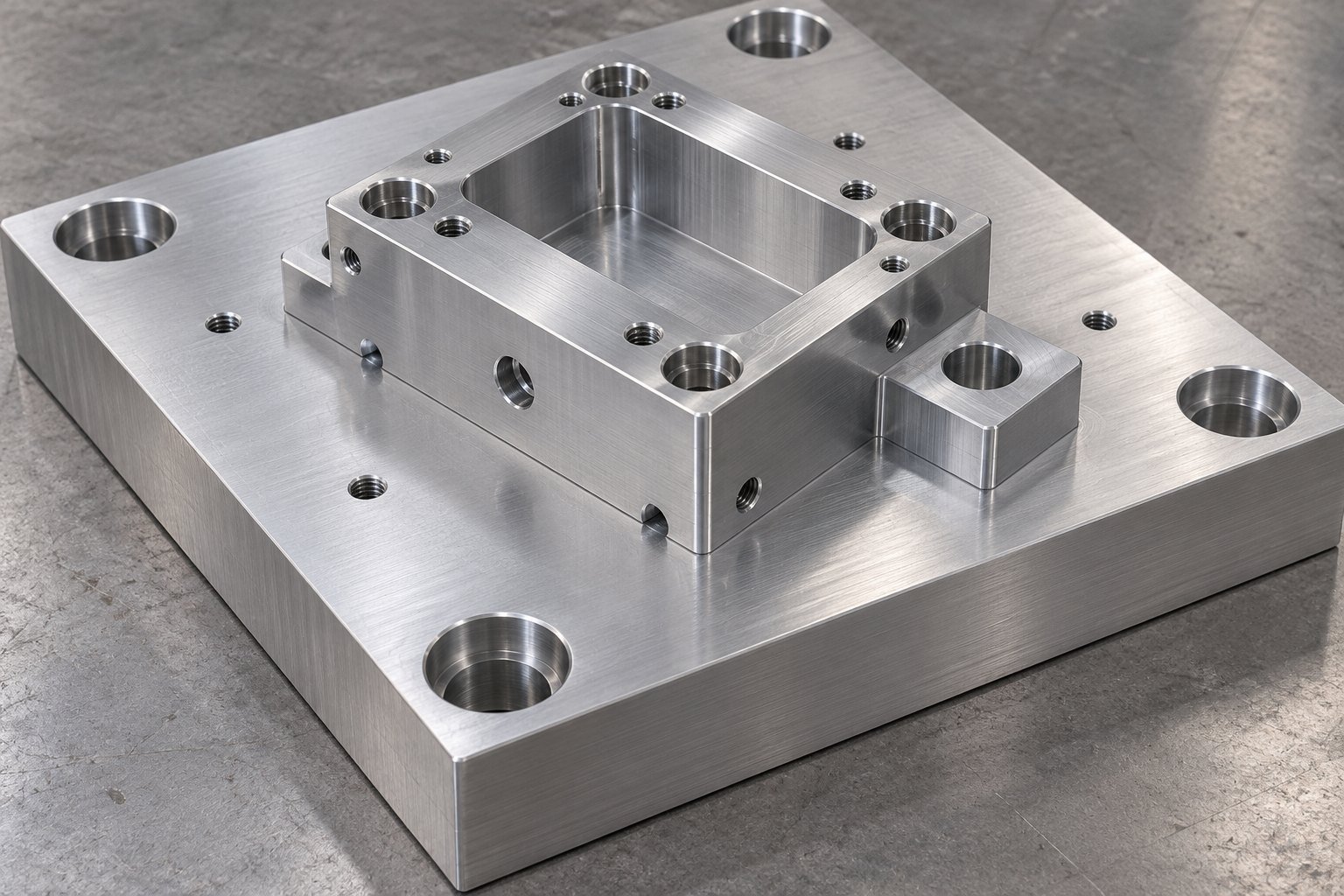 6061 aluminum plate and a precision bored fixture — illustrative 6061 component/process concept