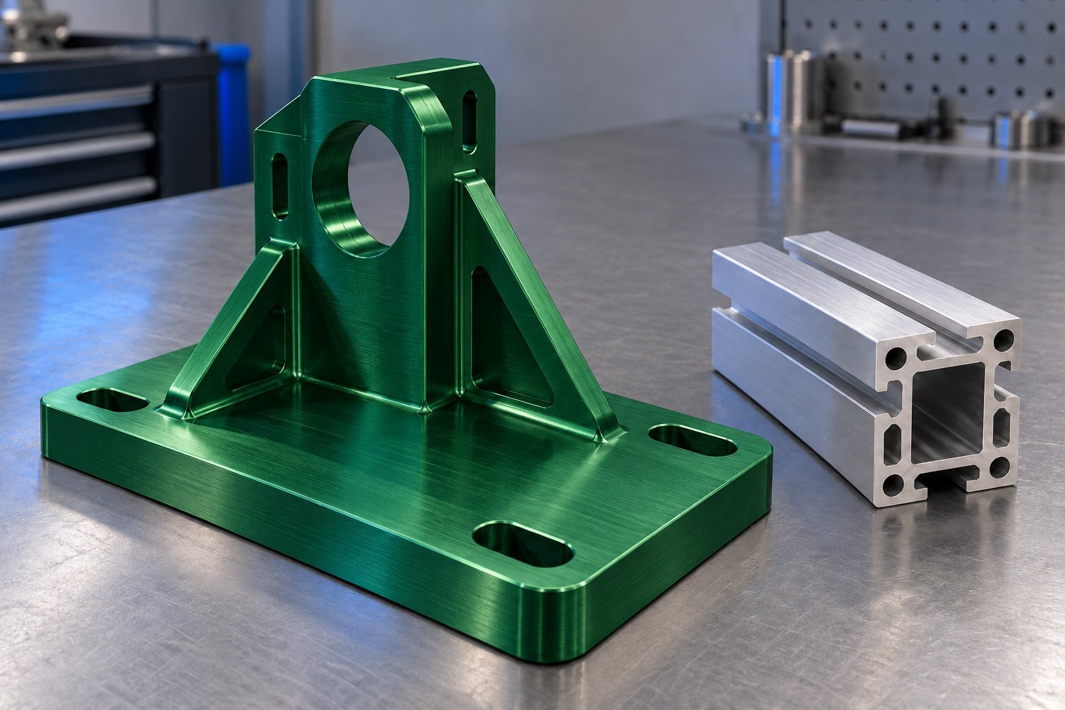6082 aluminum colored finish example — illustrative aluminum component concept