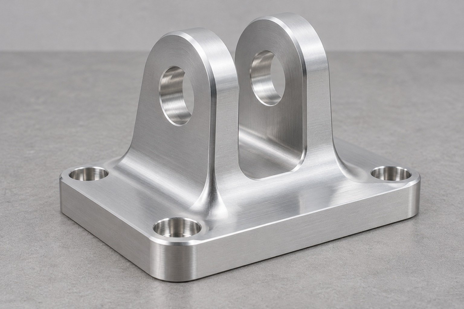 Smoothly filleted 7075 clevis bracket — illustrative concept