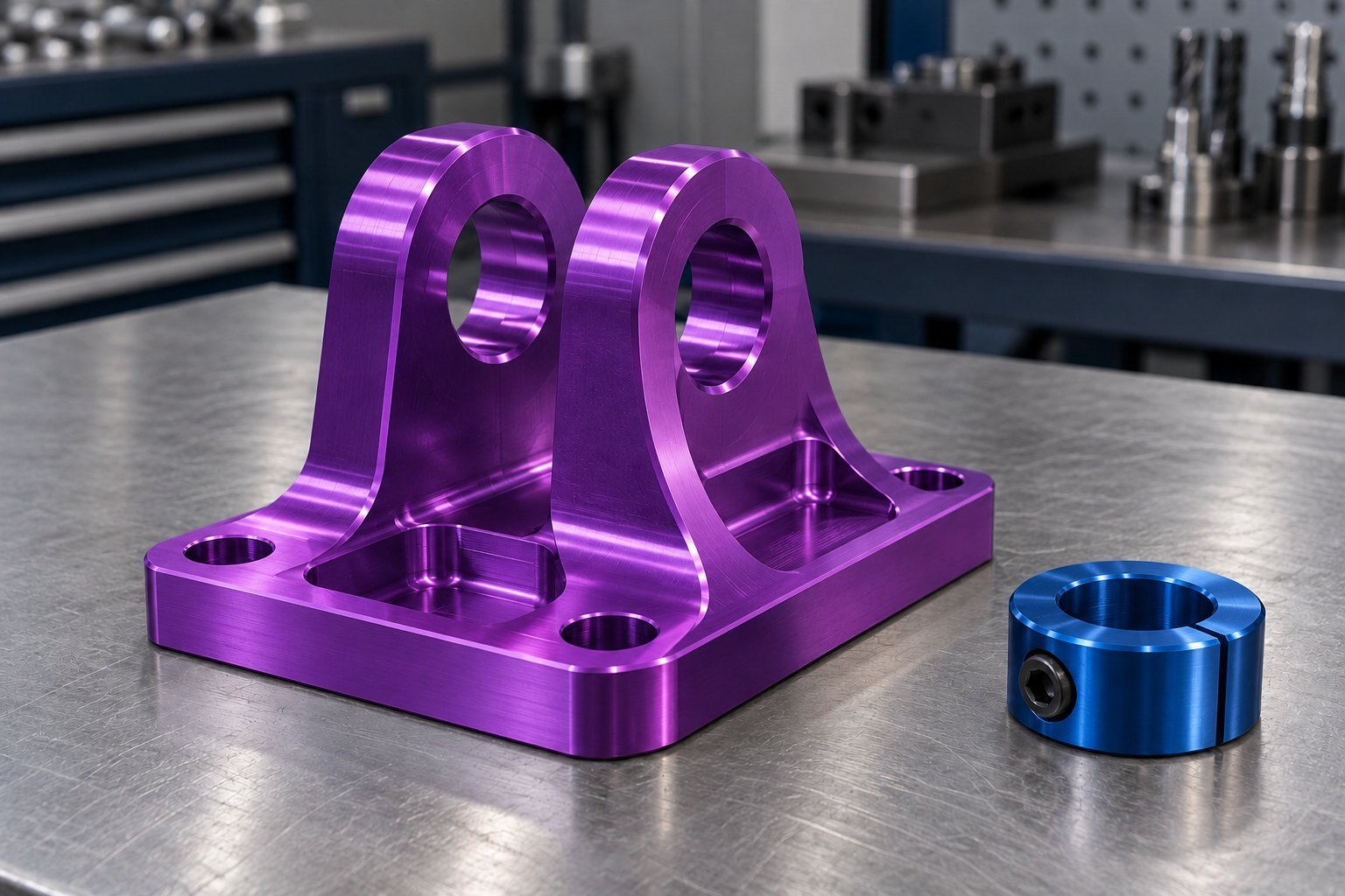 7075 aluminum colored finish example — illustrative aluminum component concept