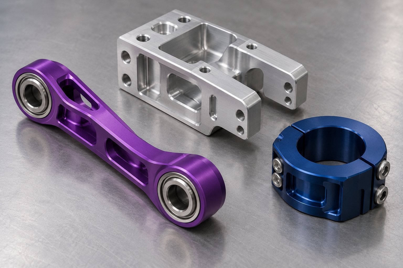 Illustrative 7075 aluminum custom industrial mating components