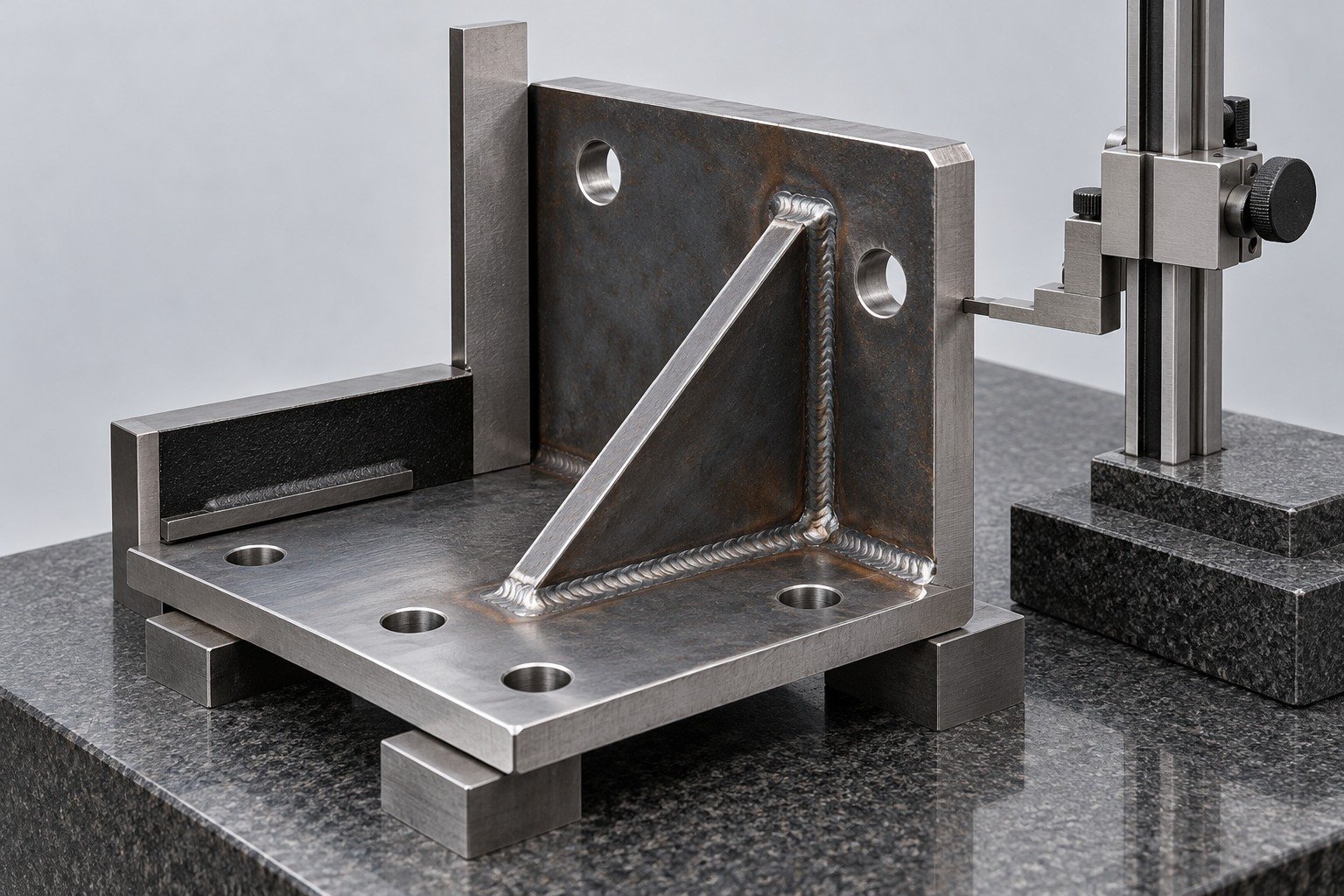 A36 steel gusseted brackets finish & records review — illustrative component concept