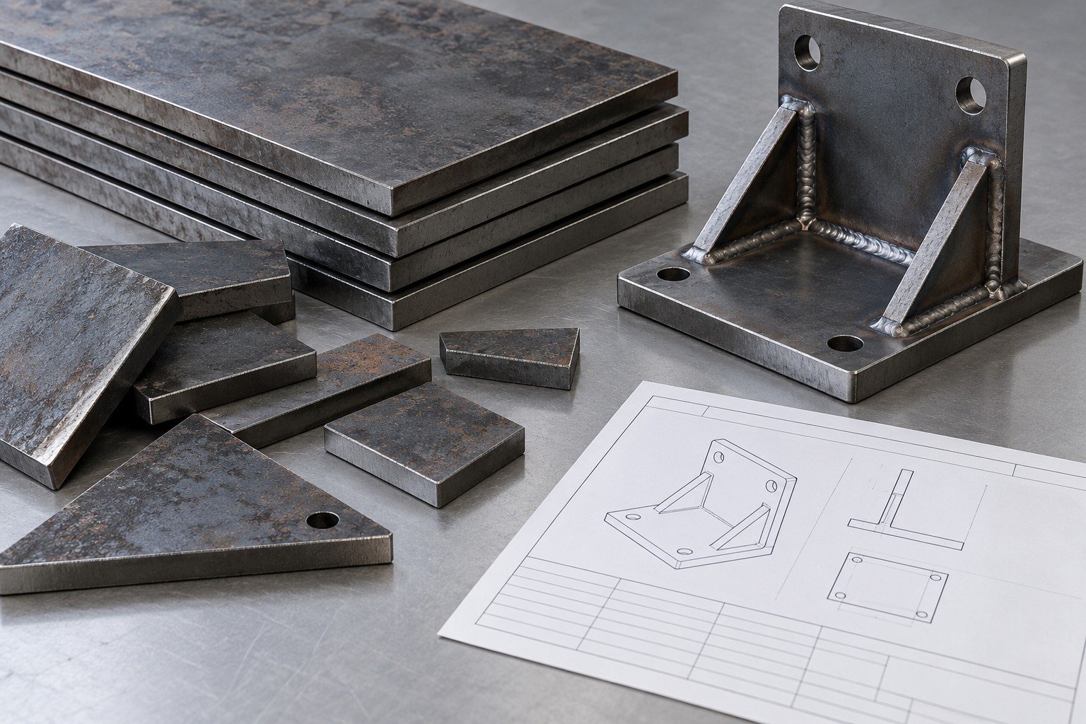 A36 steel incoming material inspection and receiving review — illustrative component concept