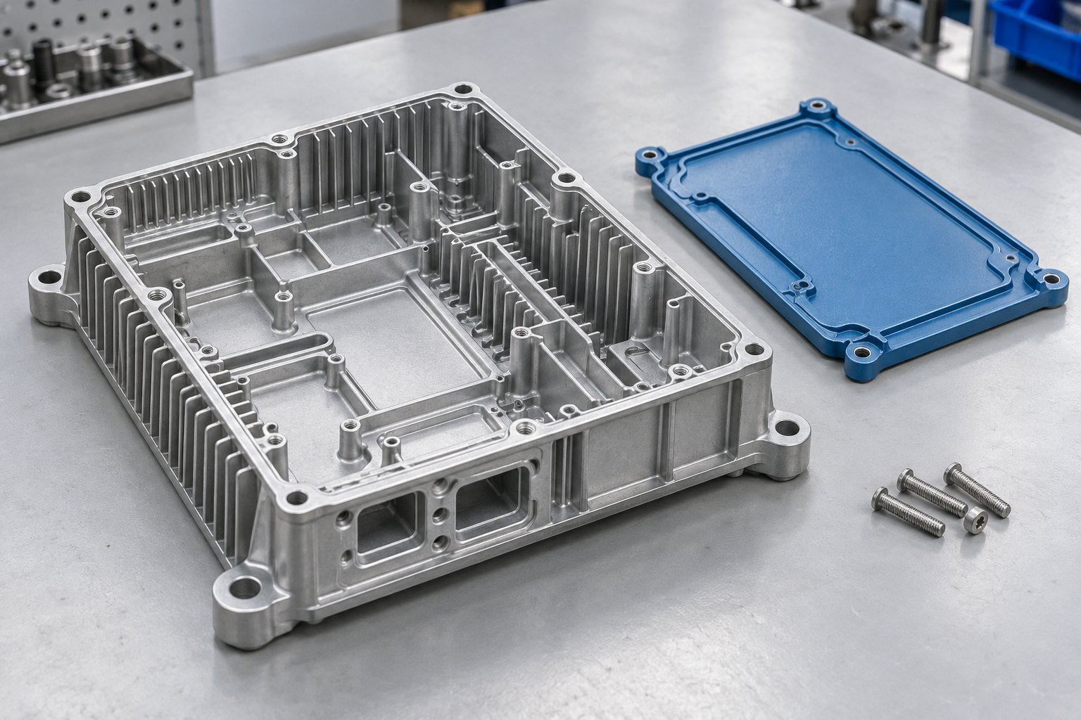 Illustrative A383 Aluminum cast component with machined interfaces