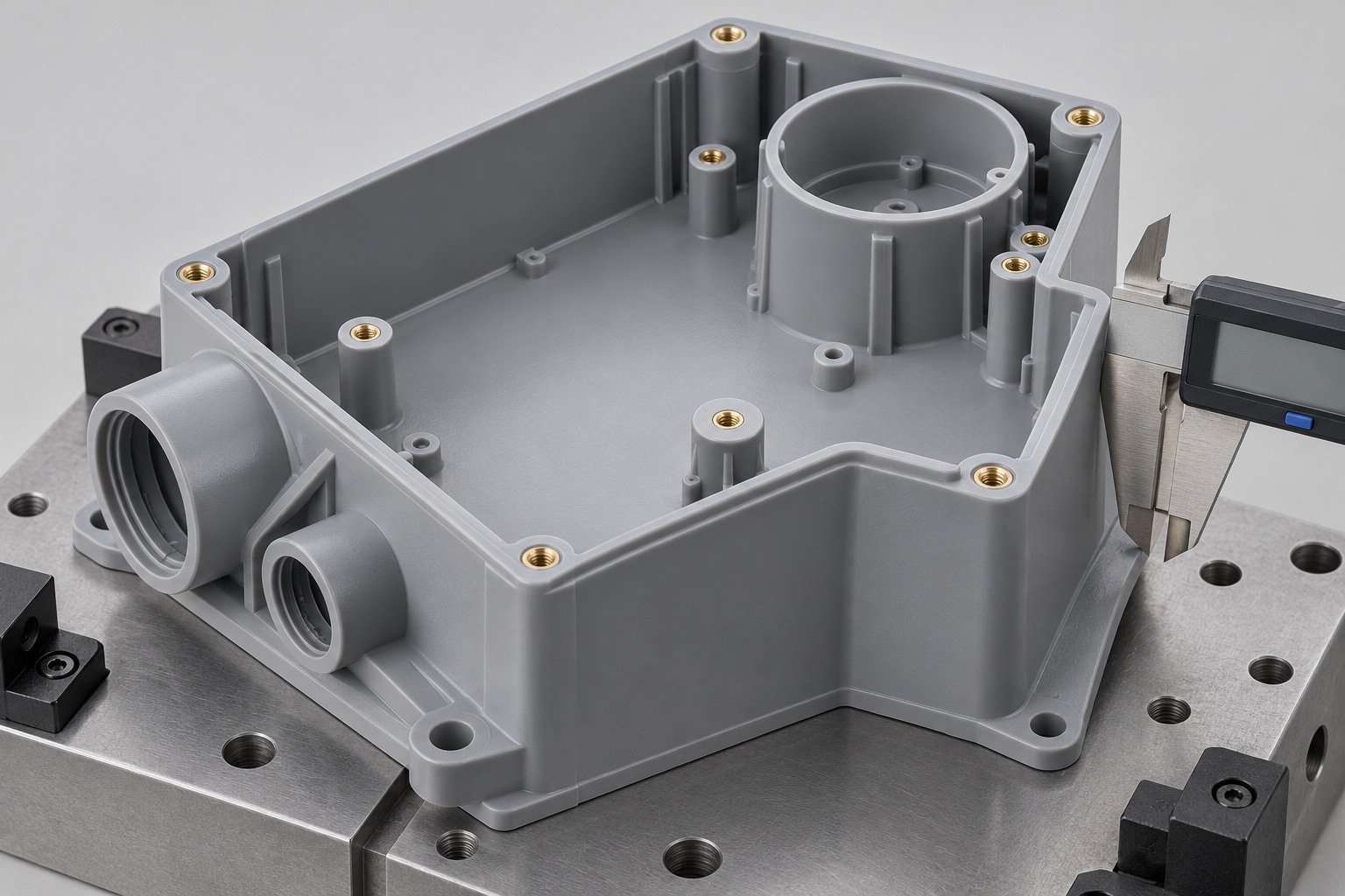 ABS gray junction shell inspection — illustrative generated concept
