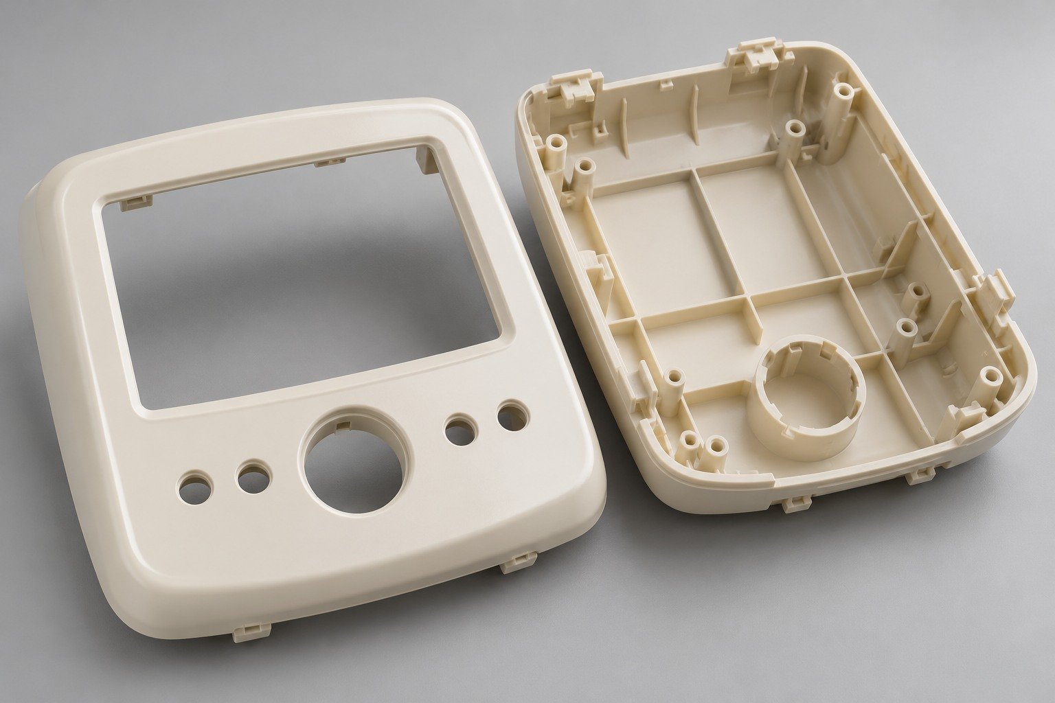 ABS ivory appliance shell halves — illustrative generated concept