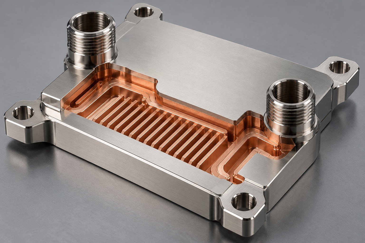 Illustrative processor cold-plate contact pad and mounting interfaces concept, not documentary company or customer photography