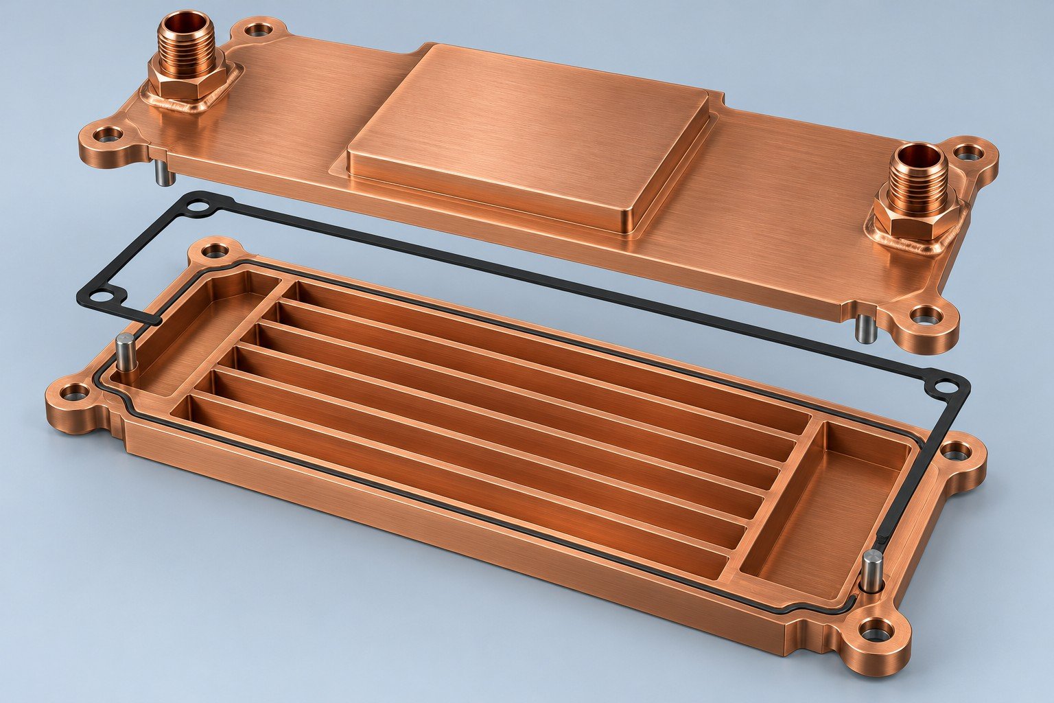 Illustrative liquid cold plates concept, not documentary company or customer photography