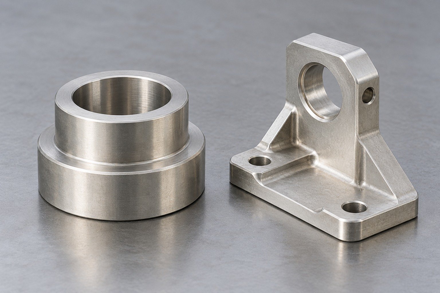 AZ31B stepped spacer and bracket — illustrative generated concept