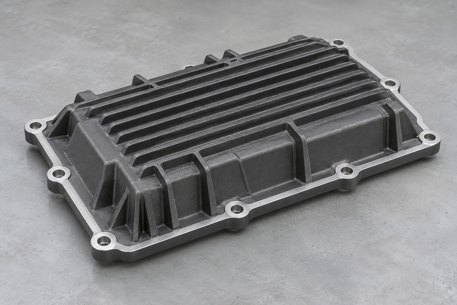 AZ91D charcoal coated gasket cover — illustrative generated concept