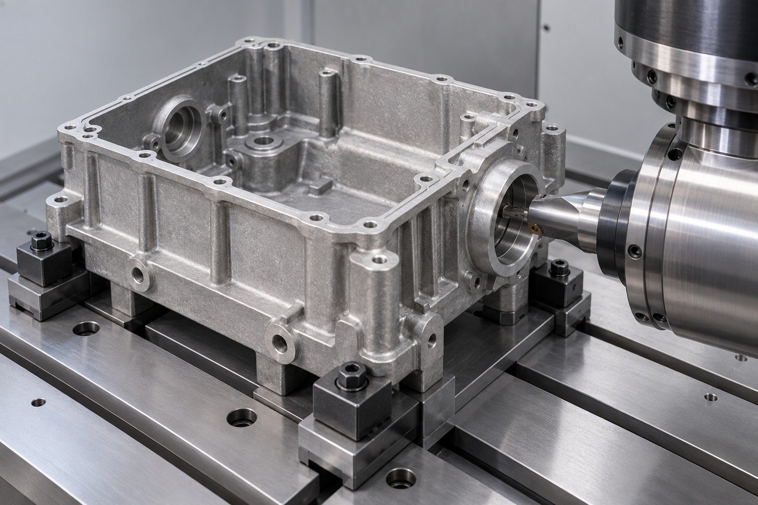 AZ91D cnc offset bearing bore — illustrative generated concept