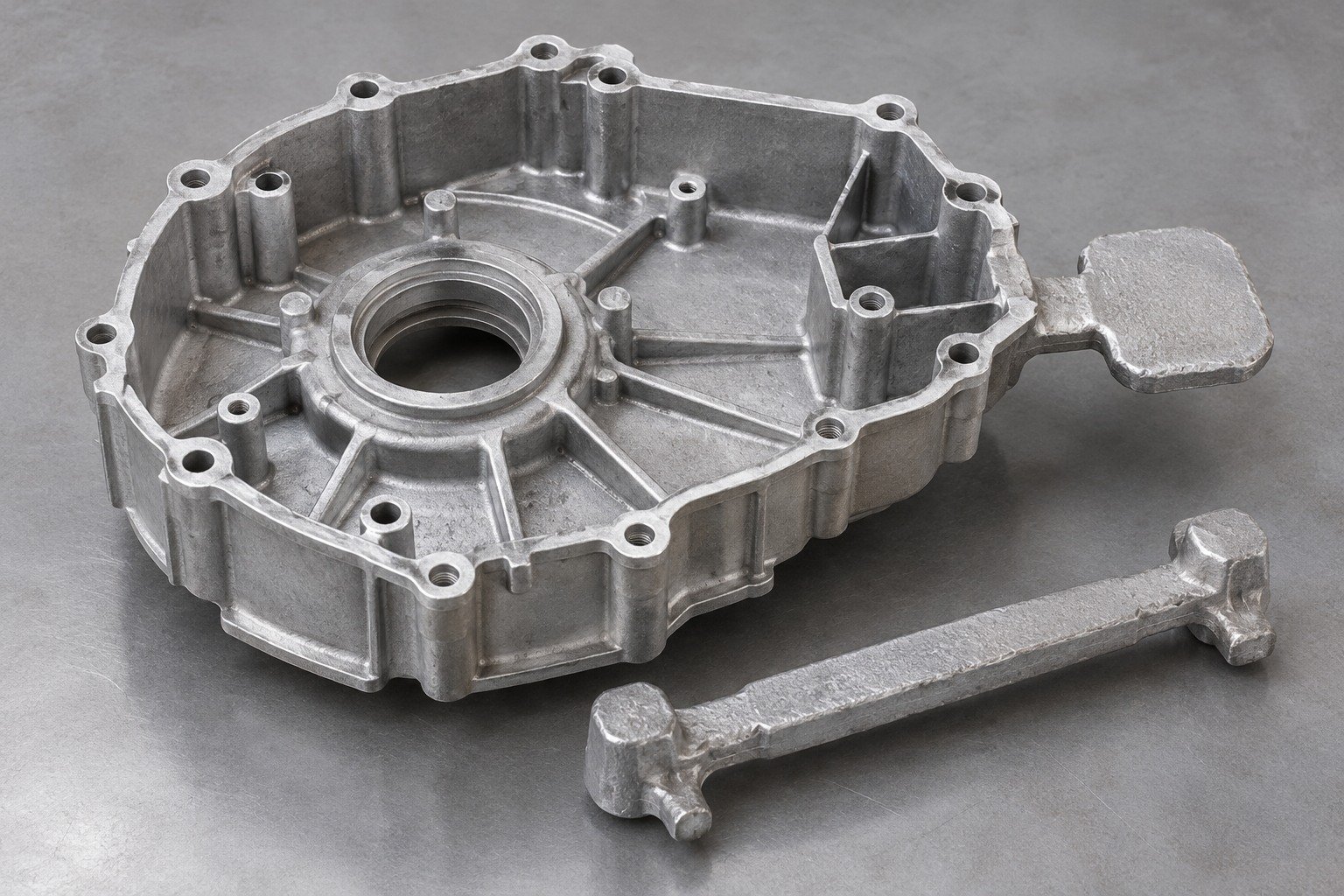 AZ91D drive enclosure casting gate — illustrative generated concept
