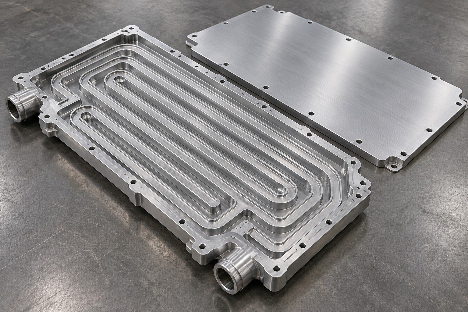 Illustrative machined channel plates concept; not documentary customer photography