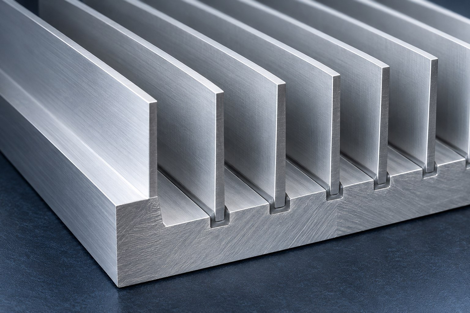 Illustrative separate fins seated in base grooves with an illustrative thin joint layer concept, not documentary company or customer photography