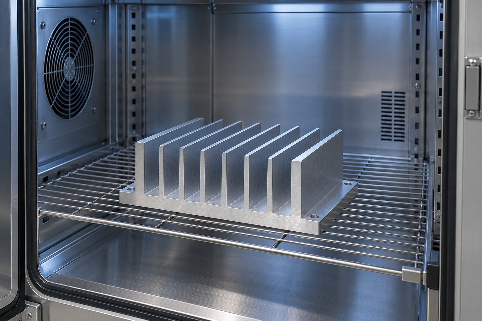 Illustrative thermal cycling review for a bonded fin heat sink concept, not documentary company or customer photography