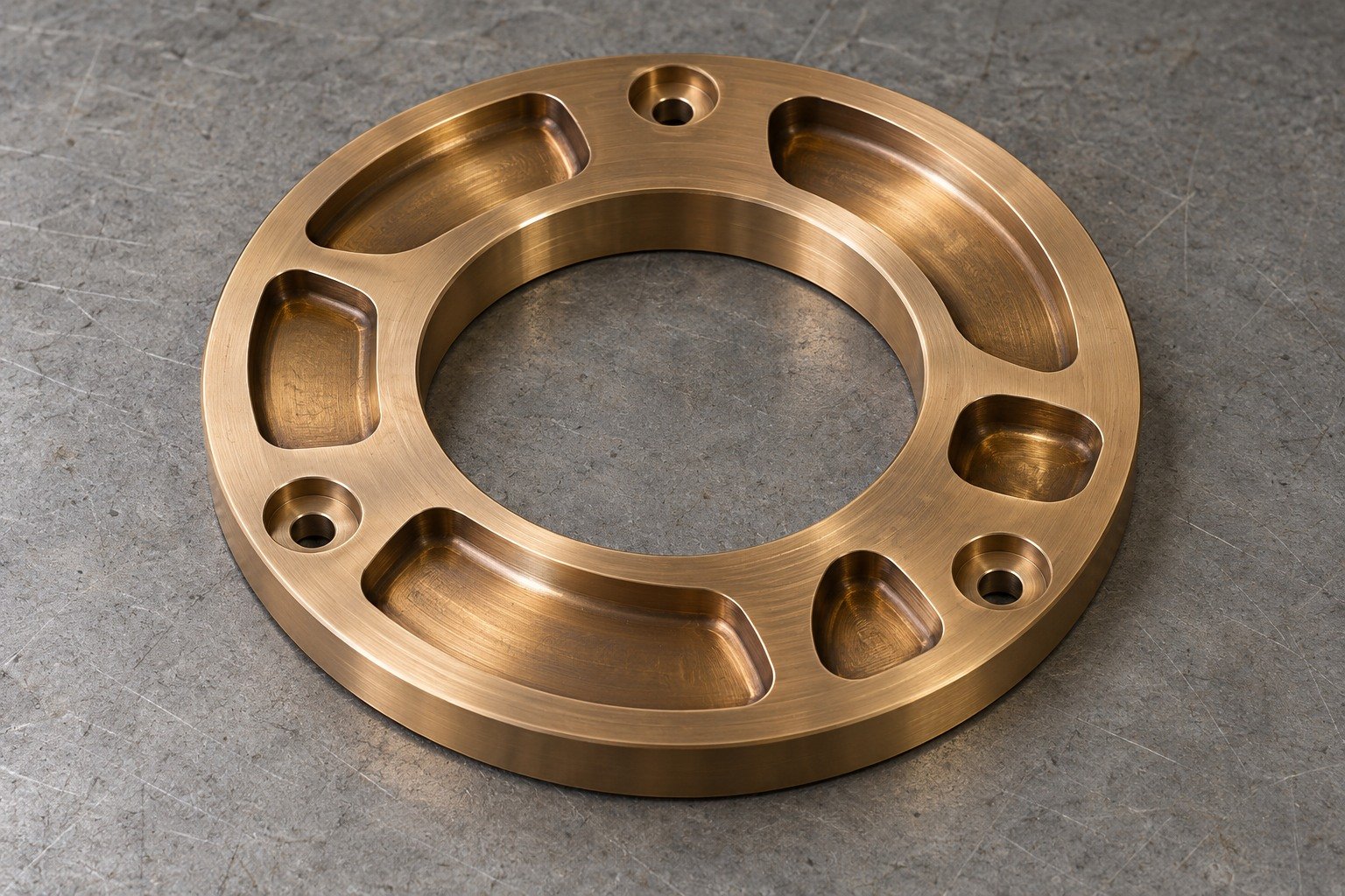As-machined bronze thrust ring concept — illustrative generated component concept